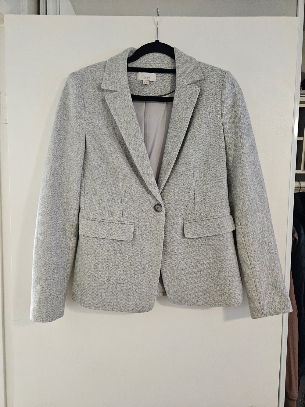 LOFT Light Gray Women's Tailored Single-Button Blazer